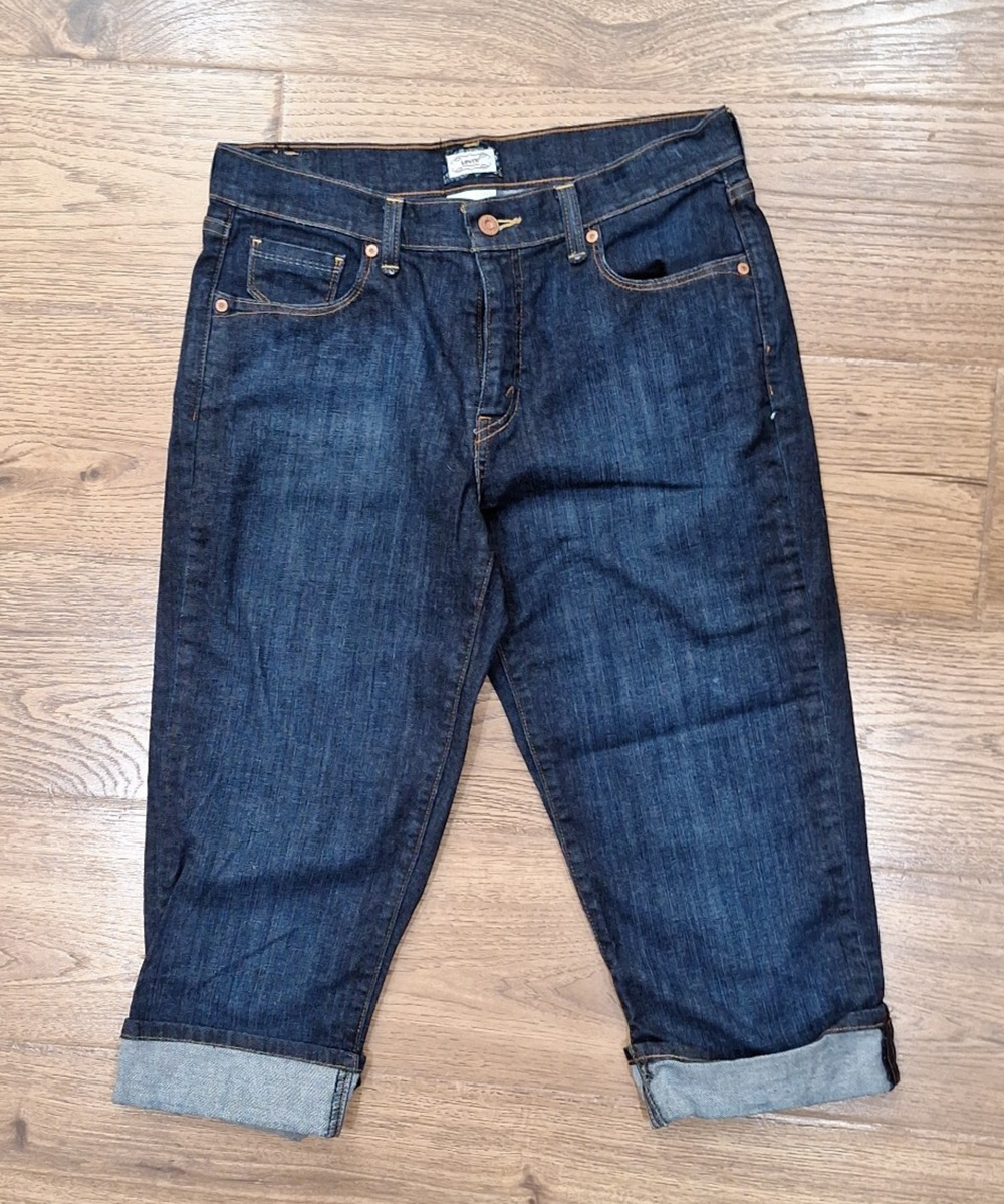 Levi's Women's 515 Blue Denim Mid-Rise Rolled Cuff Capri Jeans 10